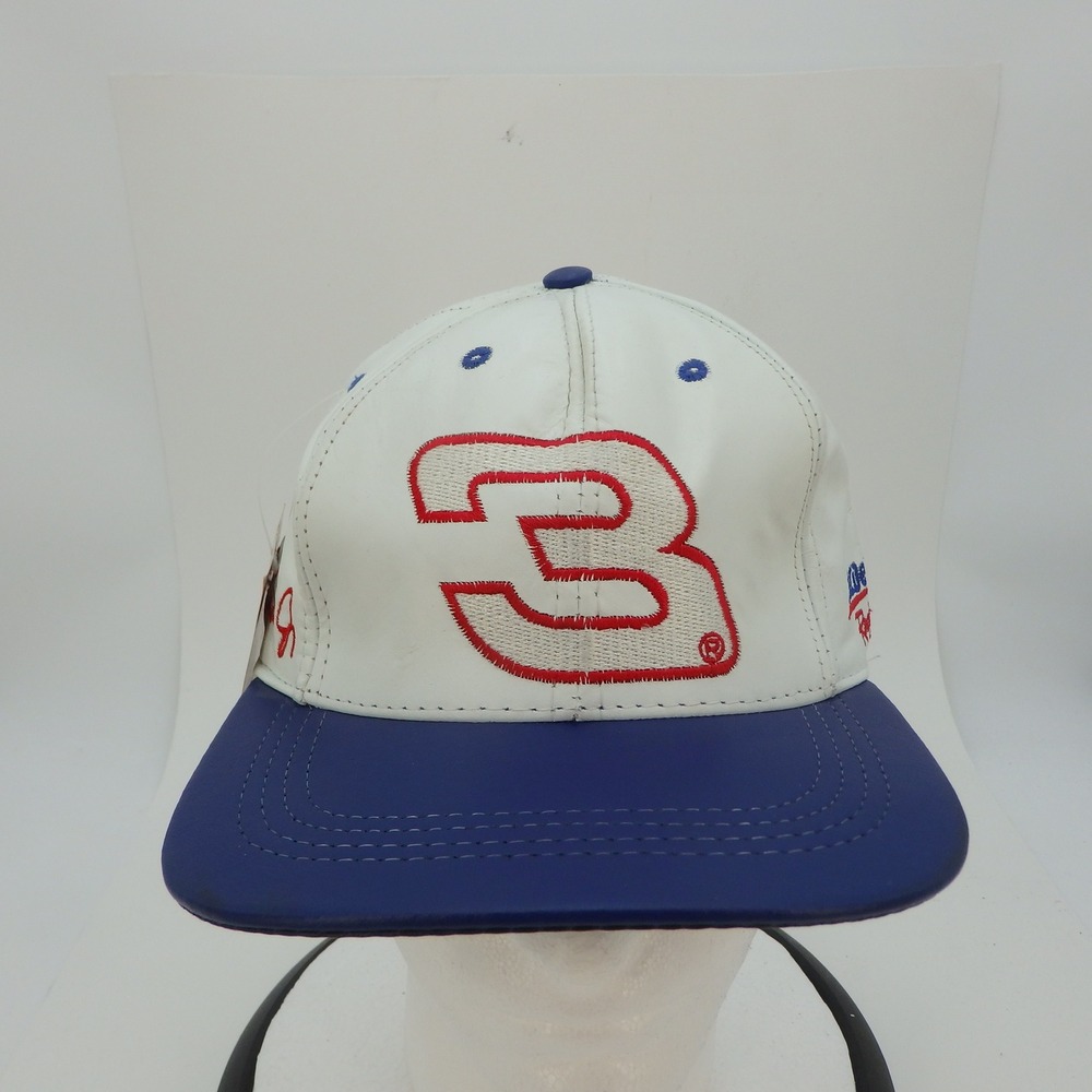 Dale Earnhardt 3 ACDelco Racing NASCAR Snapback Hat White Blue Leather Look